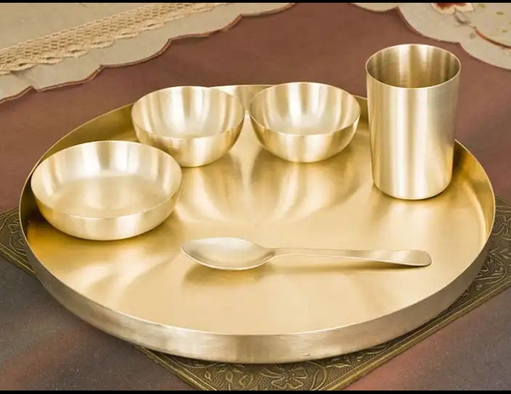 High-grade Food-safe Ayurvedic Bronze (Kansa) Full Dinner Set