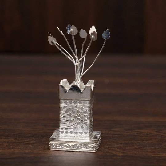 German Silver Tulsi Pot|German Silver Tulsi Plant for pooja gift| Home Decor| Tulsi Pot for Krishna Pooja| Vrindavan Tulsi|