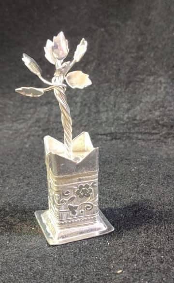 German Silver Tulsi Pot|German Silver Tulsi Plant for pooja gift| Home Decor| Tulsi Pot for Krishna Pooja| Vrindavan Tulsi|