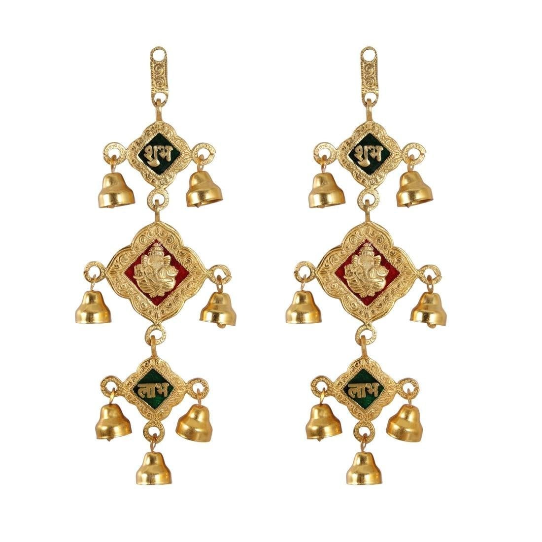 Metal Shubh Labh| Door Hanging| Wedding Decor| Shubh Labh Hanging Bells Set| Hanging Bells|Indian Home Decorations, Wall Decor for Home
