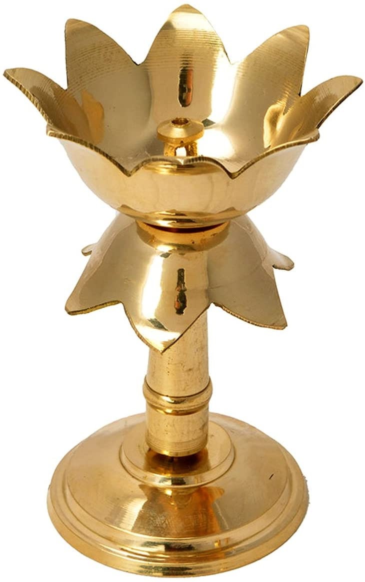 Lotus Diya| Brass oil lamp|Return Gift| Metal Candle Holder| Brass Diya| Handmade Indian Puja Oil Lamp|Golden Diya Lamp | Samai Diya