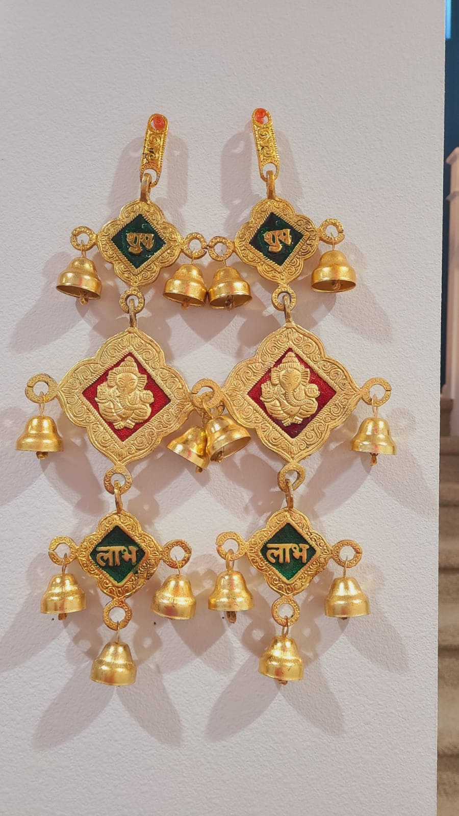 Metal Shubh Labh| Door Hanging| Wedding Decor| Shubh Labh Hanging Bells Set| Hanging Bells|Indian Home Decorations, Wall Decor for Home