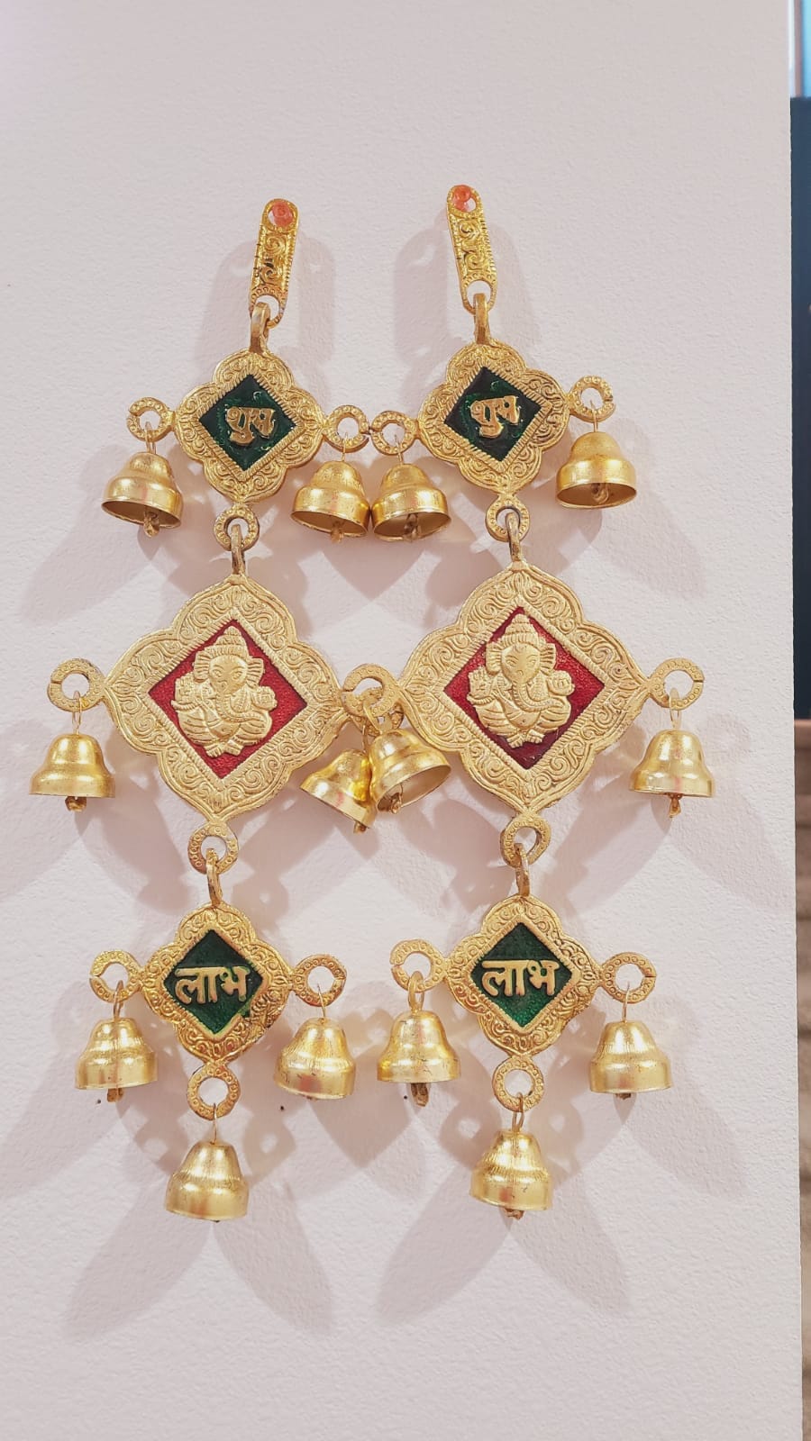 Metal Shubh Labh| Door Hanging| Wedding Decor| Shubh Labh Hanging Bells Set| Hanging Bells|Indian Home Decorations, Wall Decor for Home