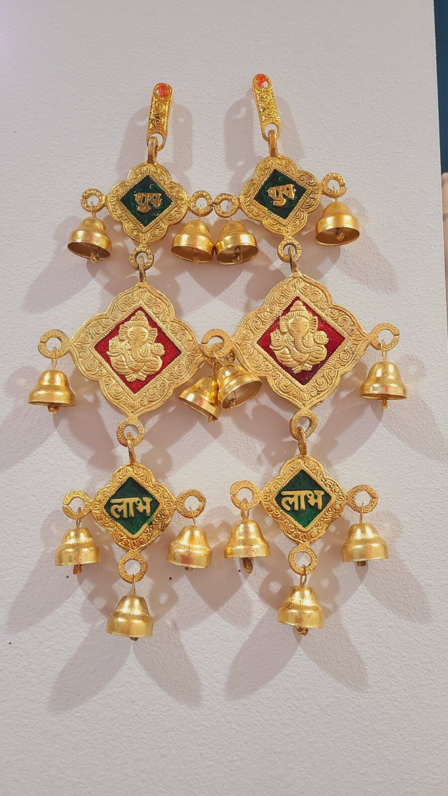 Metal Shubh Labh| Door Hanging| Wedding Decor| Shubh Labh Hanging Bells Set| Hanging Bells|Indian Home Decorations, Wall Decor for Home