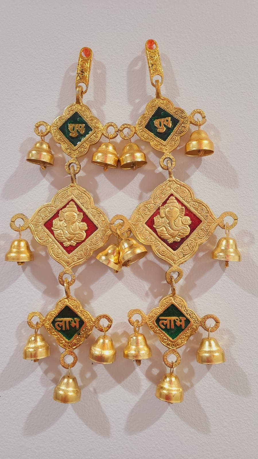 Metal Shubh Labh| Door Hanging| Wedding Decor| Shubh Labh Hanging Bells Set| Hanging Bells|Indian Home Decorations, Wall Decor for Home