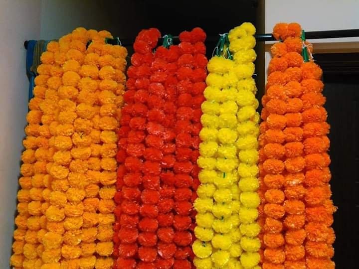 Dia De Los Muertos| Diwali Special- Artificial MARIGOLD GARLANDS| Indian Wedding Decoration| Mehndi Decor, Mexican Garlands| Genda Phool