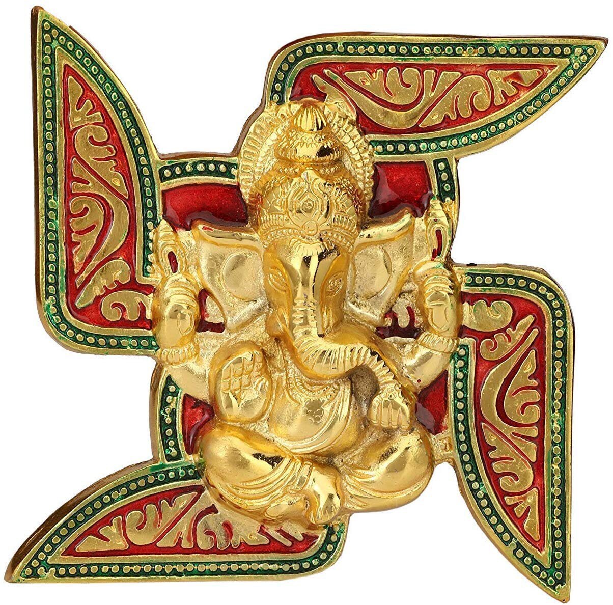 Ganesha Idol on Swastika | Ganpati | Ganesh| Ganesha Placed on Swastik Metal Wall Hanging|Traditional Swastika Wall Hanging for Decor