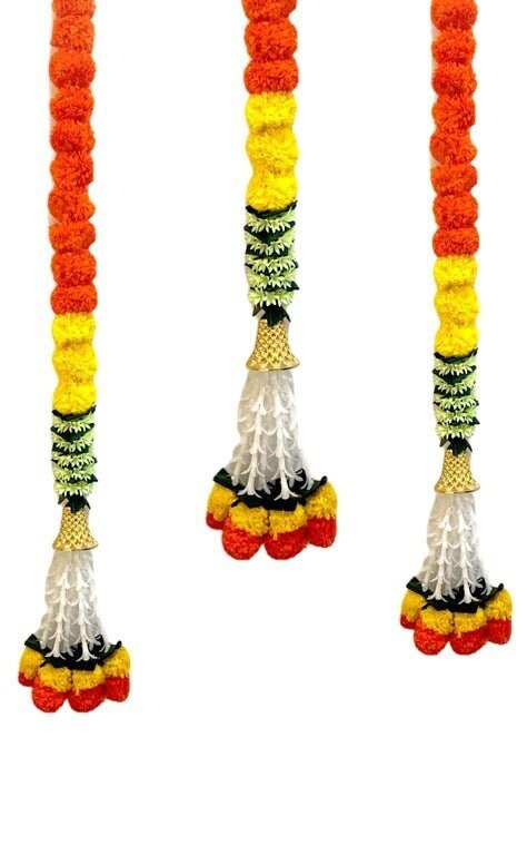 Marigold Jasmine flower garland with bell| Ofrenda fiesta| Diwali decoration| Día de Los Muertos Altar Day of the Dead, Halloween