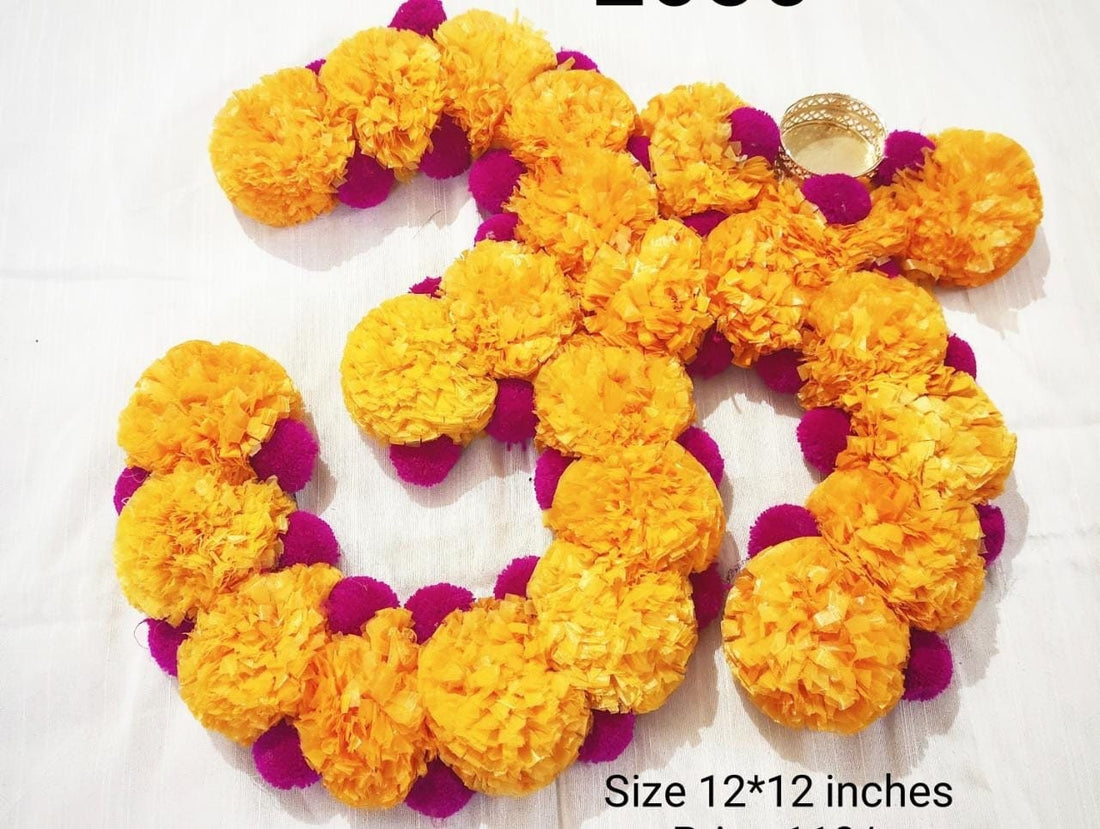 Handmade Festive Marigold Flower Swastik OM Rangoli|Home, Entryway Decor, Indian Diwali Decor|New Home Gift, Floral mat|