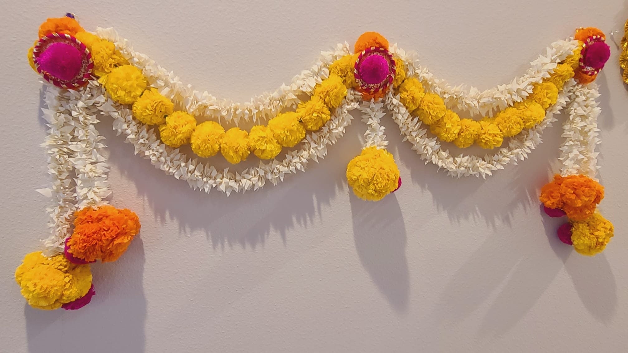 Gajra String Rose Flower Thoranam| Metal Thoranam | Bandarwal in Floral and Beads| Backdrop Wall Hanging| Decor Toran| Diwali |Door Valence