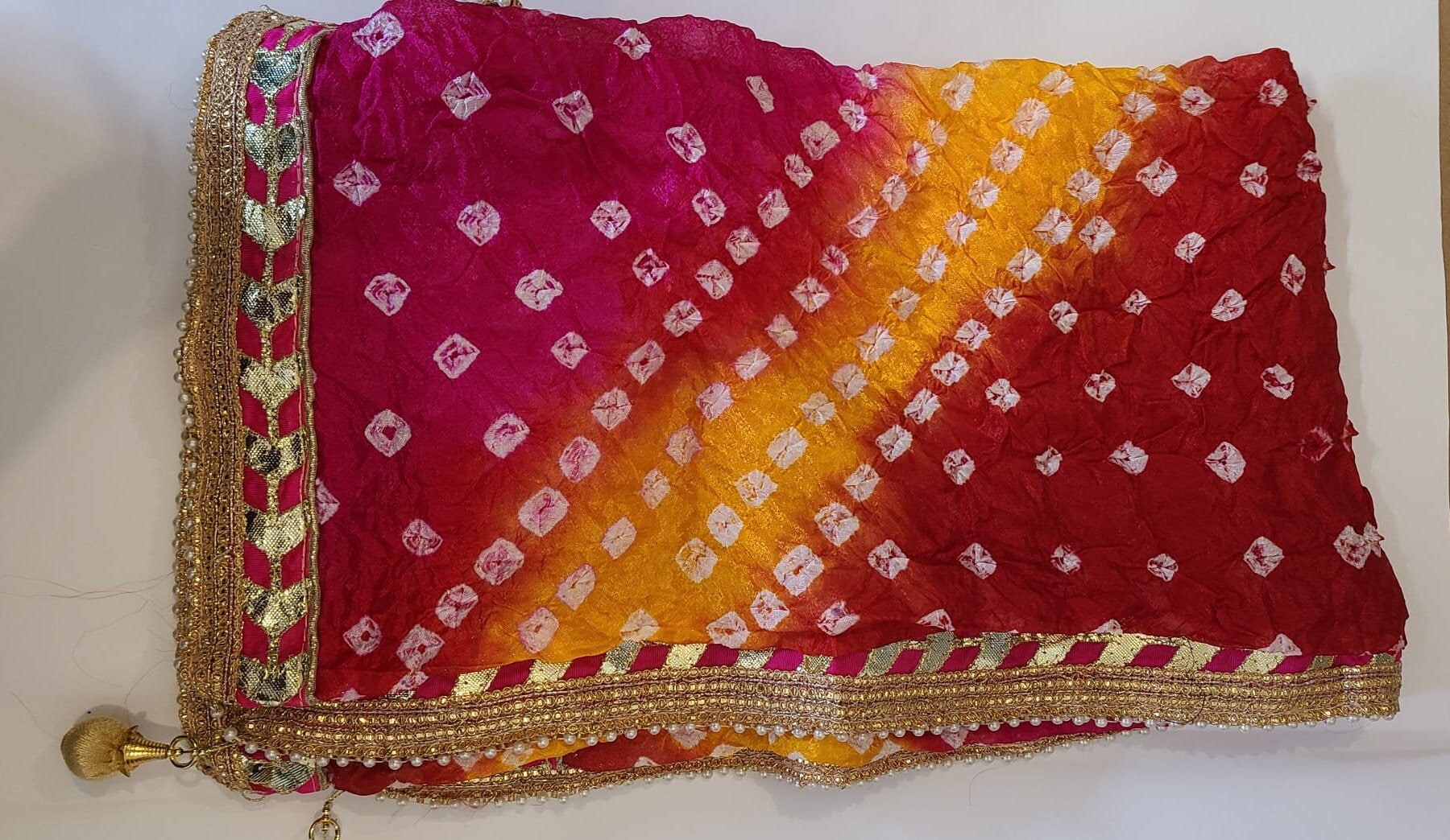 Leheriya|Bandhej|Chiffon Gotta Patti|Women Party|Bridal Chunni|Ethnic Silk Weaved|Indian Dupatta | Silk Dupatta|Stole | Scarf | Gift For Her