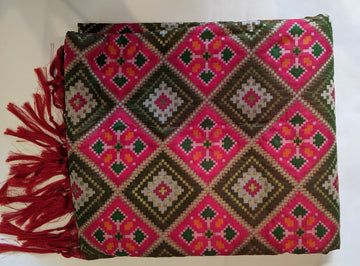 Beautiful silk woven patola dupatta|Beautiful silk woven double ikkat patola dupatta| Bridal| Diwali| Ethnic Scarves| 2.5 meter| Half Saree