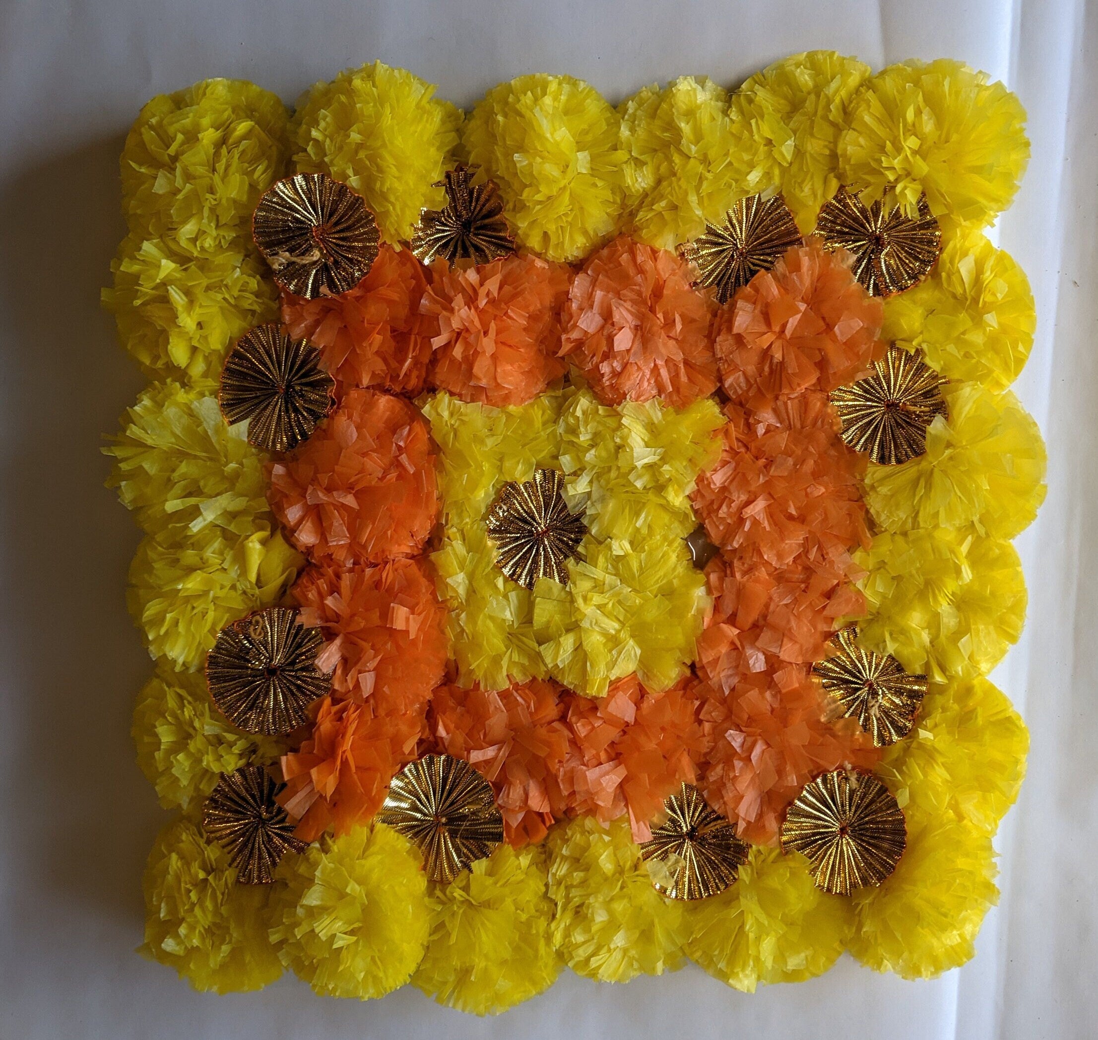 Artificial flower mat| Flower rangoli on canvas| Pooja Mandir decoration| Paper Flower Diwali Decor| Wedding Decor| |Backdrop Decor| Ganesha