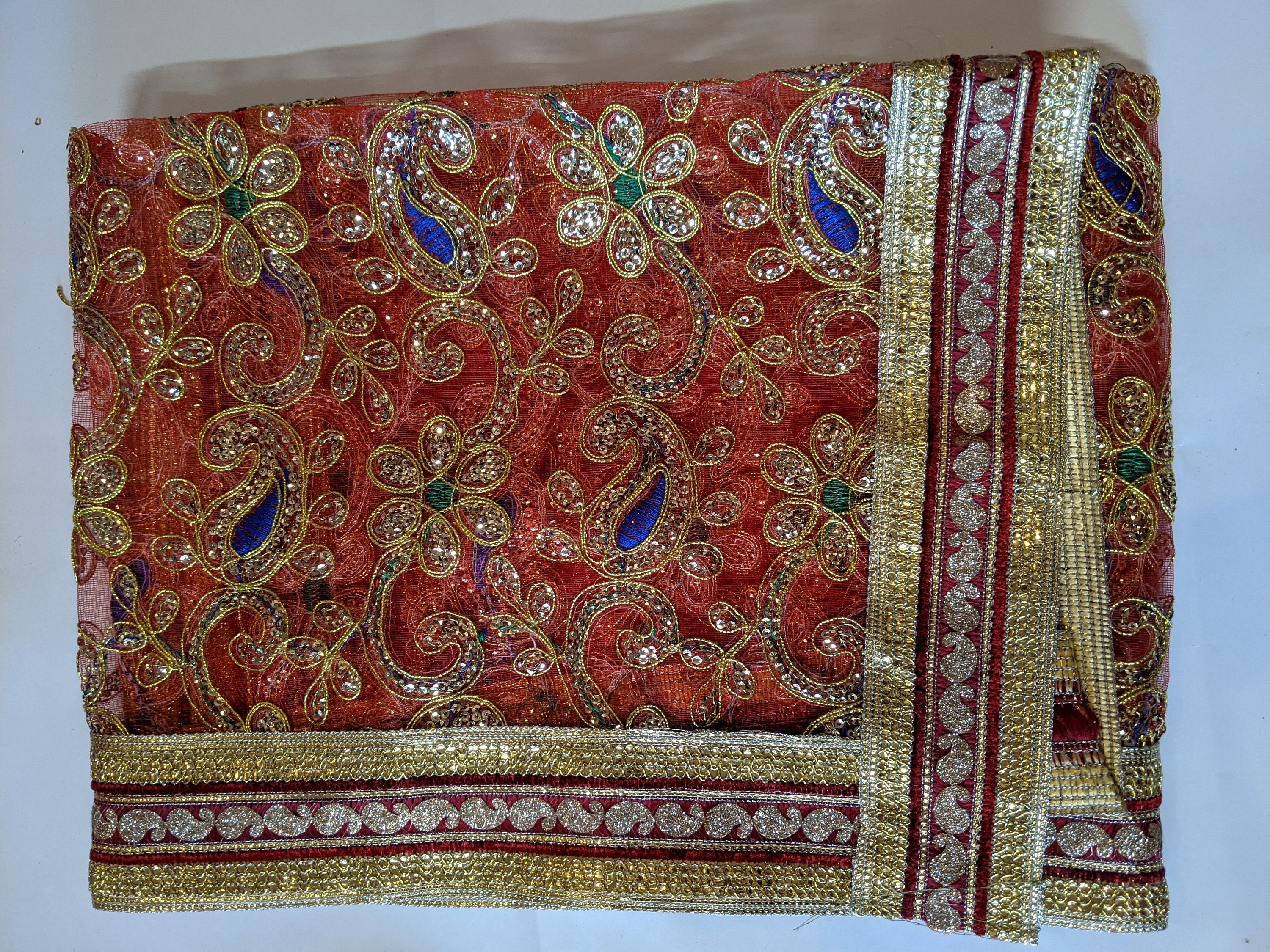 Net pooja cloth| Maa Chunni Red Puja Chunri Durga mata Chunri|Puja Supply |Idol Worhip|Chunni|Haldi Thaal Cover|Pooja table cover Net fabric