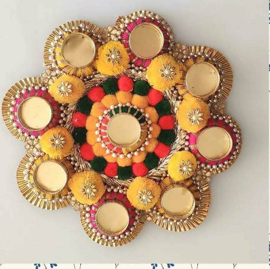 Large Swastik Design Marigold Pom Pom mat|Centrepiece|Diwali Decor|wedding decor|Rangoli|Puja Mandir|Bollywood decor|Hindu wedding