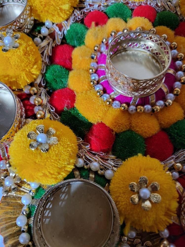 Large Swastik Design Marigold Pom Pom mat|Centrepiece|Diwali Decor|wedding decor|Rangoli|Puja Mandir|Bollywood decor|Hindu wedding