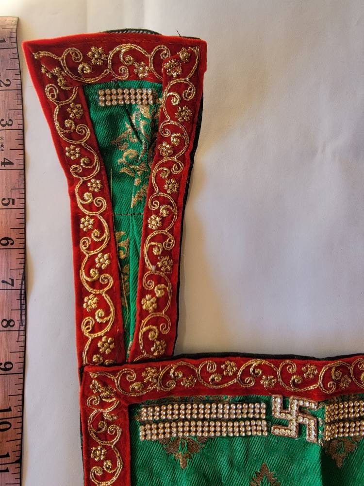 Mataji Dress| Clothes for deities| Janmashtmi | Radha poshak| Maataji Heavy dress| Gota patti work| One Size | Devi Dress| Green Poshak