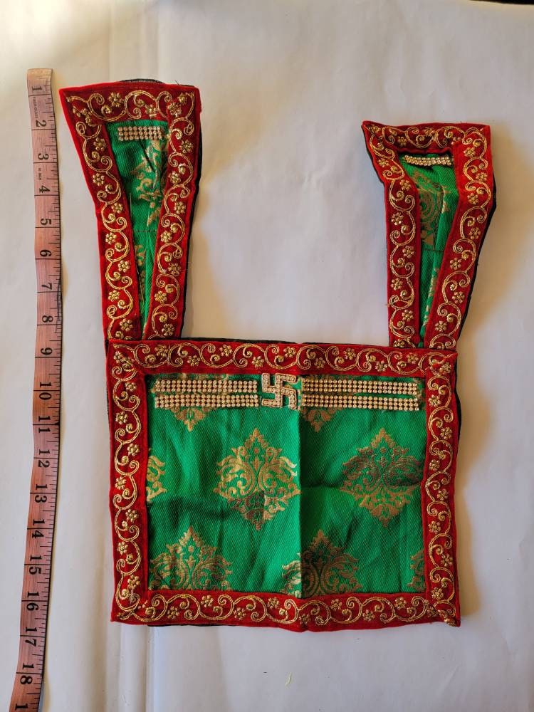 Mataji Dress| Clothes for deities| Janmashtmi | Radha poshak| Maataji Heavy dress| Gota patti work| One Size | Devi Dress| Green Poshak