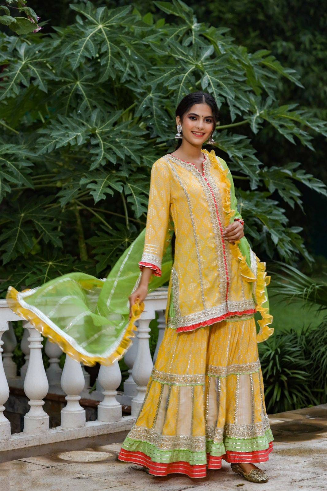 Women Sharara Top Dress| Ethnic wear for woman|Skirt Top| Traditional Dress for Women|Long Dupatta Gharara & top|Festive wear