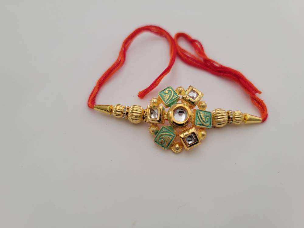 1 pc Indian beaded rakhi |Lumba Rakshbandhan Rakhadi for brother bhabhi, ship Rakhi Lumba directly to your brother - SHIP FROM USA