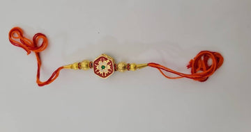 Beautiful rakhis with hanging charm, gold beads, iridescent blue acrylic beads |Indian rakhi| Lumba Rakshbandhan Rakhadi for brother