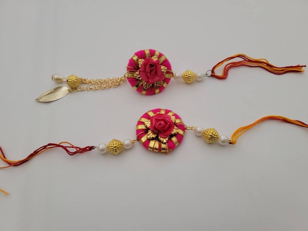 Kundan Handmade Cotton thread Rakhri |Pack of 1| Rakri Rakhi Rakree Rakhree Raksha Bandhan Thread Bracelet| Siblings | Bhaiya Dooj
