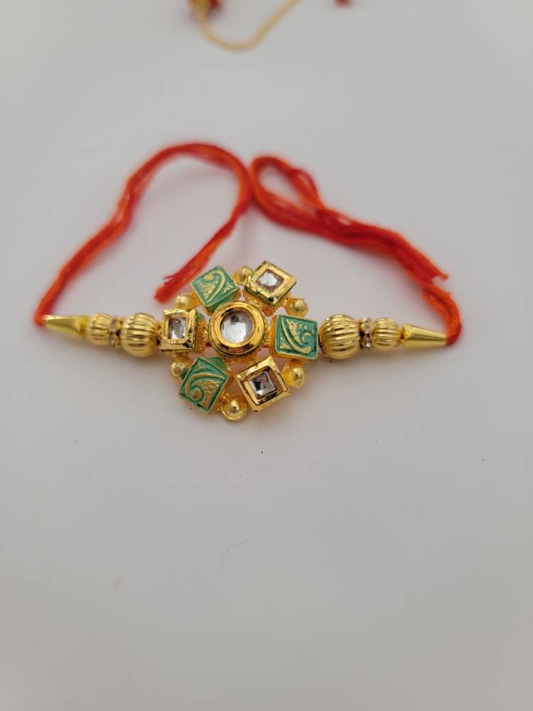 1 pc Indian beaded rakhi |Lumba Rakshbandhan Rakhadi for brother bhabhi, ship Rakhi Lumba directly to your brother - SHIP FROM USA