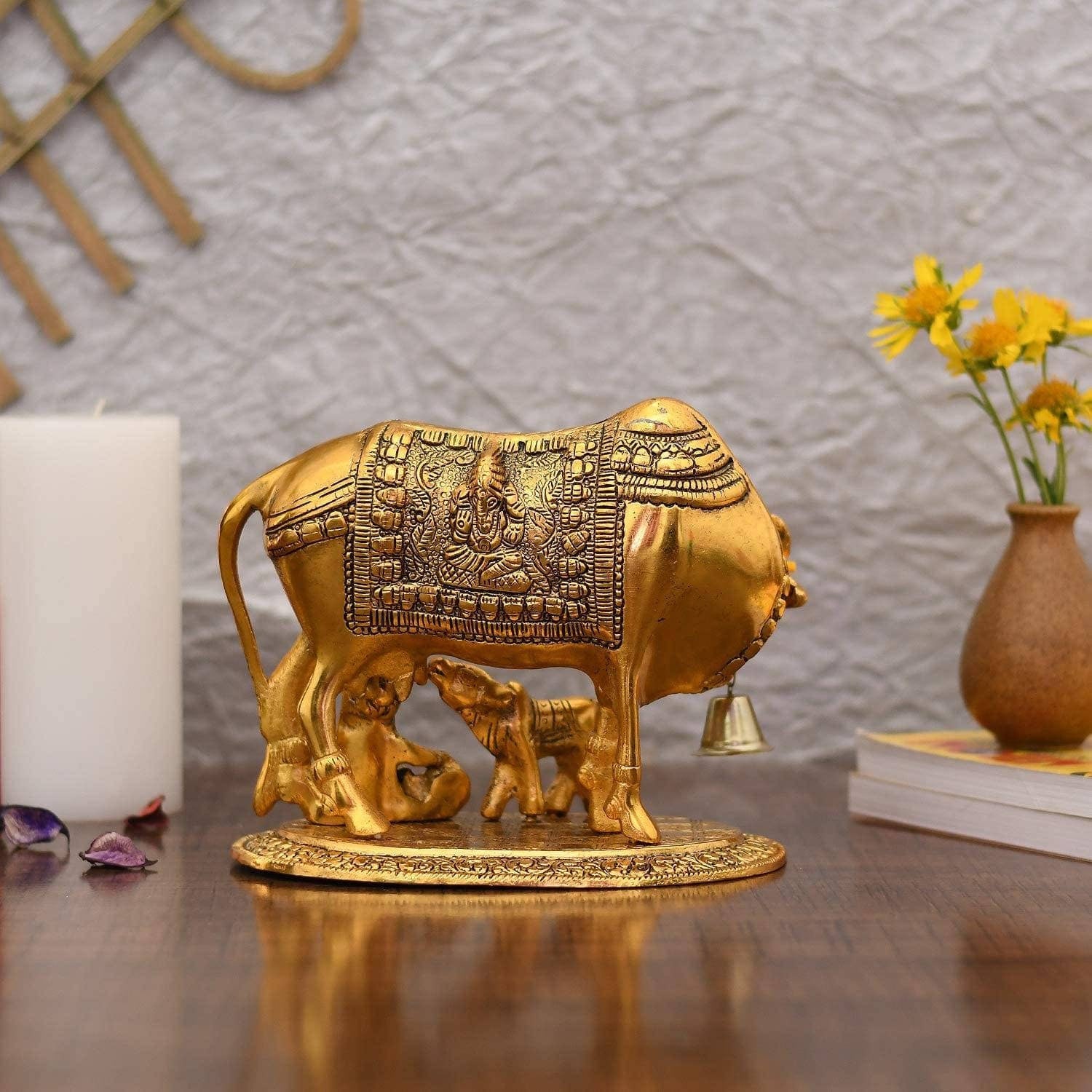 Kamdhenu Cow and Calf| Sacred wish Cow| God Idols| Kamdhenu statue| Kamdhenu pooja idol| Housewarming| Religious Figurine| Diwali| Wedding