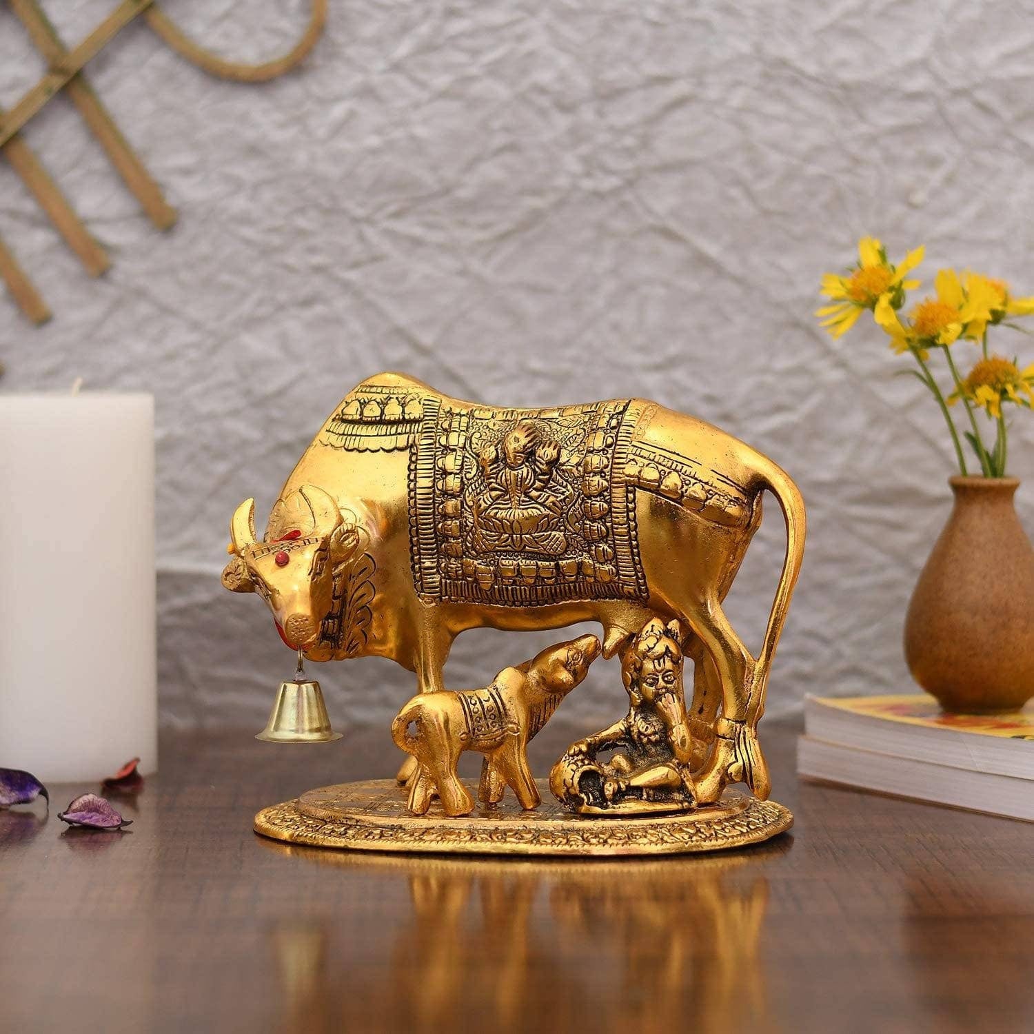 Kamdhenu Cow and Calf| Sacred wish Cow| God Idols| Kamdhenu statue| Kamdhenu pooja idol| Housewarming| Religious Figurine| Diwali| Wedding