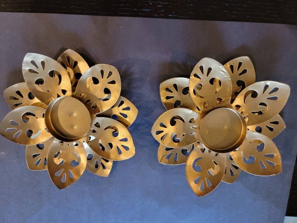 Festive Metal Tealight Holder|Rangoli Carved Candle holder for Home Entryway Door Decor, Indian Diwali Party Decor, Wedding Event Decoration