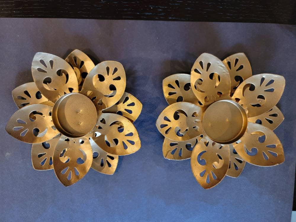 Festive Metal Tealight Holder|Rangoli Carved Candle holder for Home Entryway Door Decor, Indian Diwali Party Decor, Wedding Event Decoration