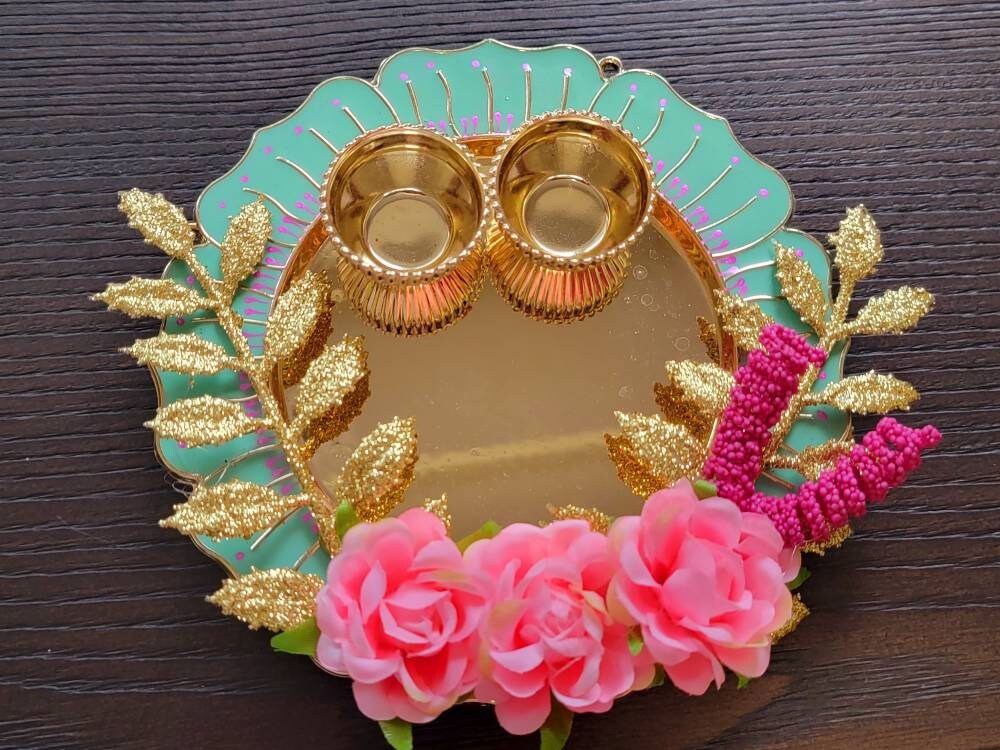 Kumkum thali| Haldi kumkum Designer peacock decorative thali| Wedding Favor| Return Gift|Roli Chawal Platter|Birthday Gift| Home Decor
