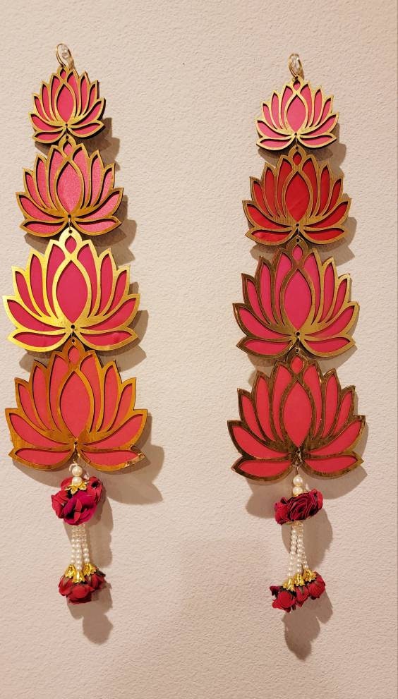 Lotus Wall hanging, door hanging. Multicolor hanging, Diwali, Wedding party decoration|  Pink lotus hanging