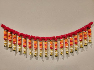 Artificial Door Toran Hanging Made of Colourful Thread Tassels with Moti Beads| Door Hanging Bandanwar for Home Decor Entrance for festival