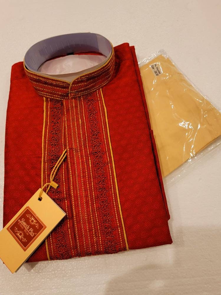 Art Silk Men Ethnic Wear| Traditional Wear for Men| Men Kurta Pajama| Men Clothing| Indian Ethnic Kurta with Bottoms |Men's wear| Size 38