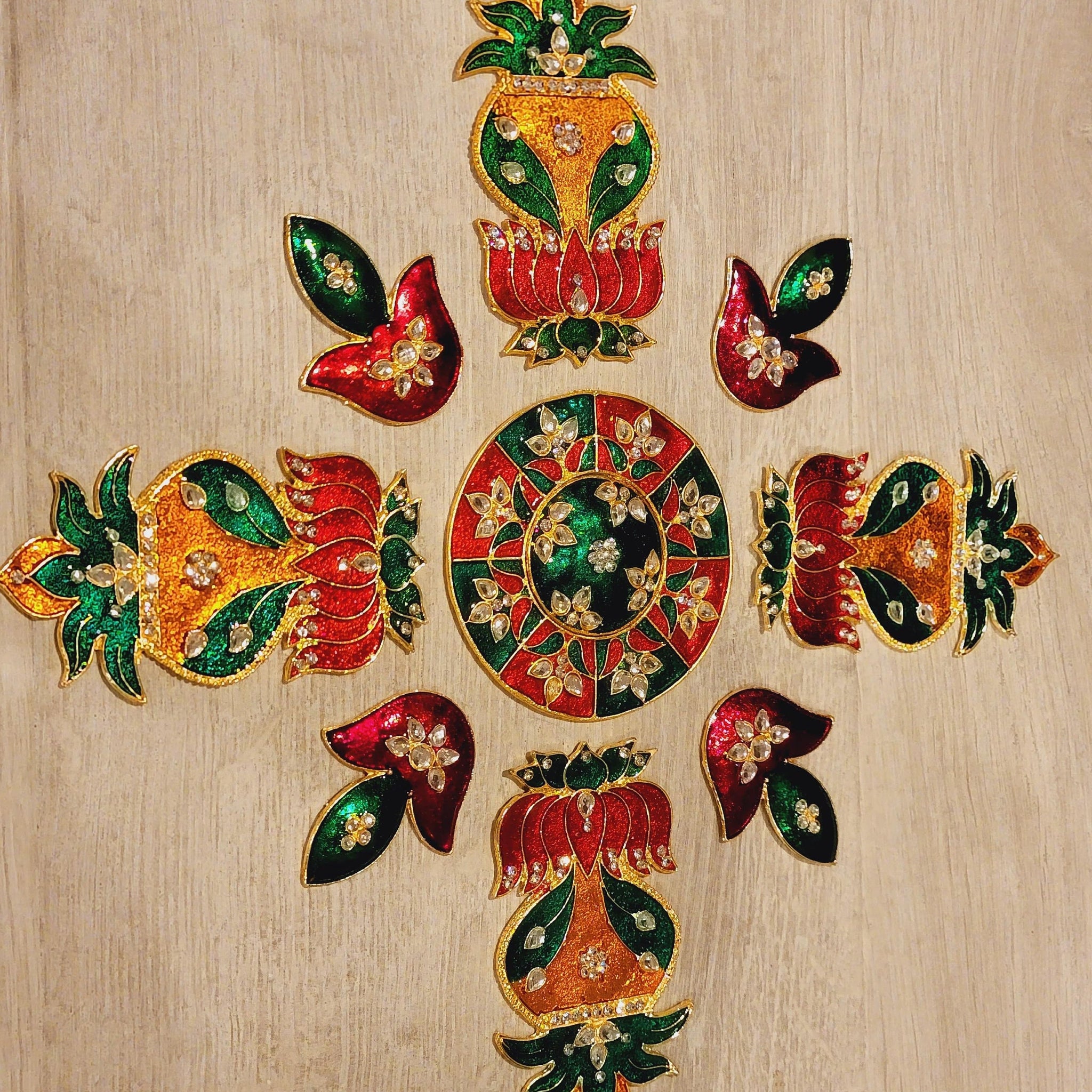 Lotus Kalash Diya meenakari work metal rangoli/ Home decor/Diwali rangoli /Floor decoration/ Diwali gift/Indian wedding decoration|Festival