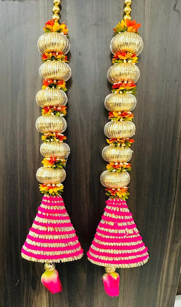 2PC Pink Hangings|Wedding decor|Christmas backdrop|Traditional Indian decor|Mexican Garland|Cinco De Mayo Decor|Door Temple Hanging