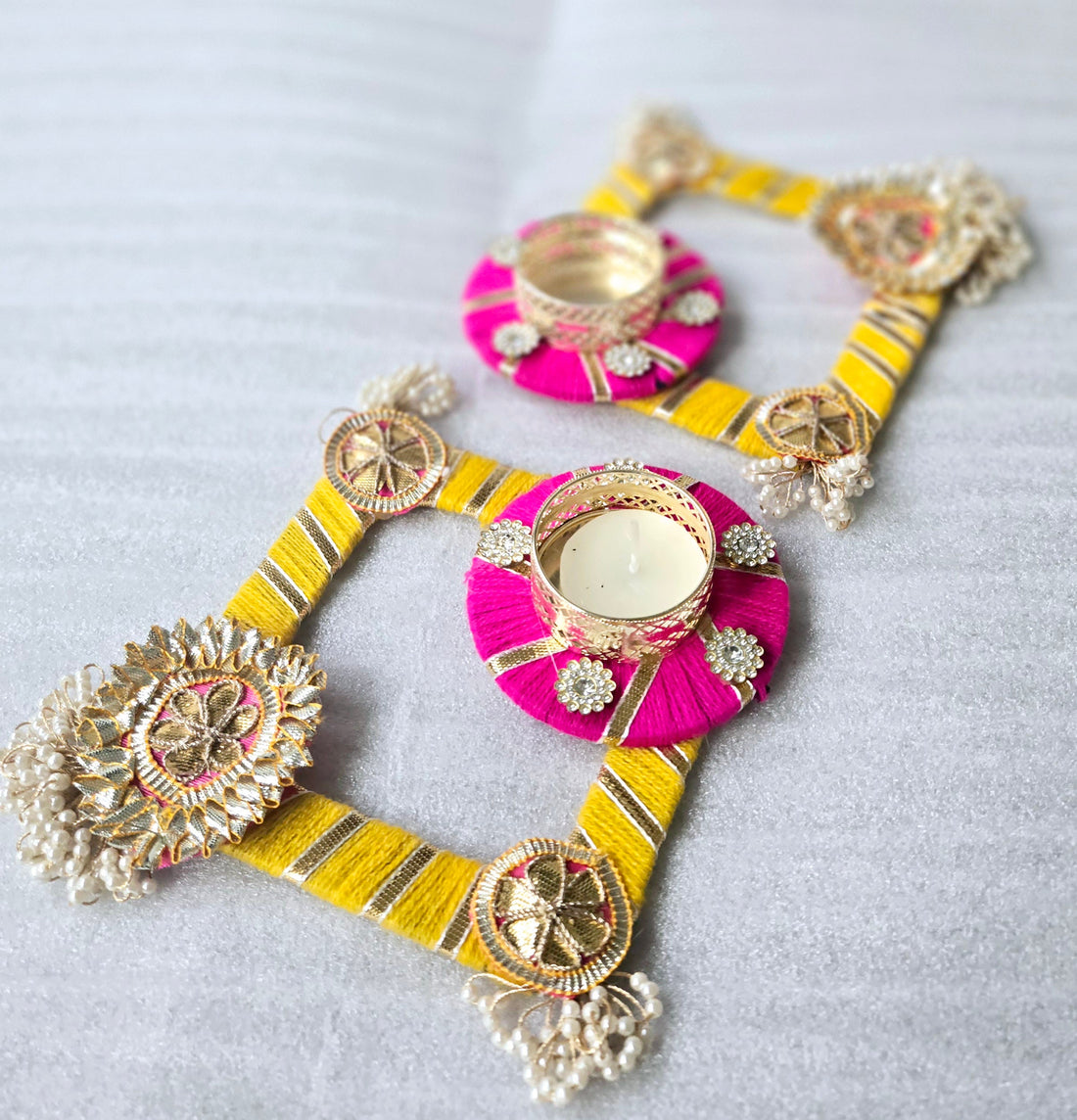 Pair of Tealight holder| Diwali decor|Housewarming, Return Gift Wedding Favor |Golu, fancy Candle decor |Navratri Ethnic Tealight holder