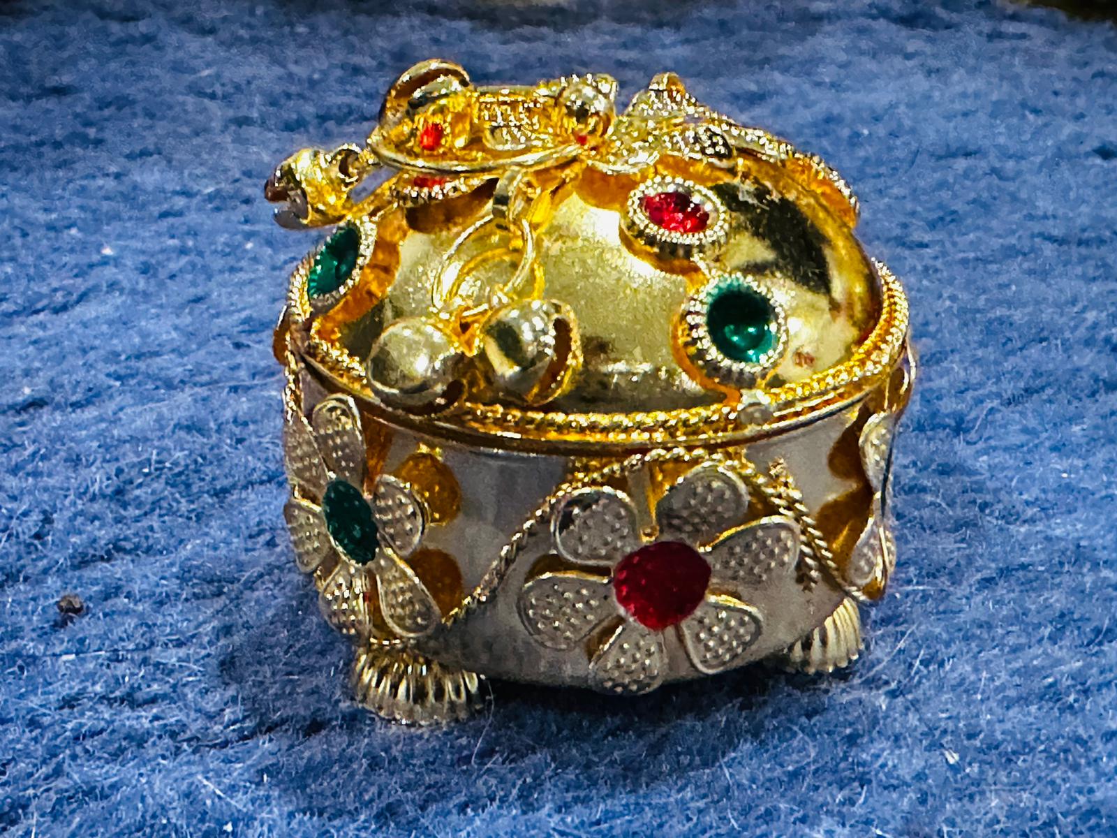 Metal Meenakari KumKum Dibbi| Decorated Metal Box for KumKum, Chandan, Sindur Metal KumKum Holder| Coin box | Gift Box for Wedding Favor