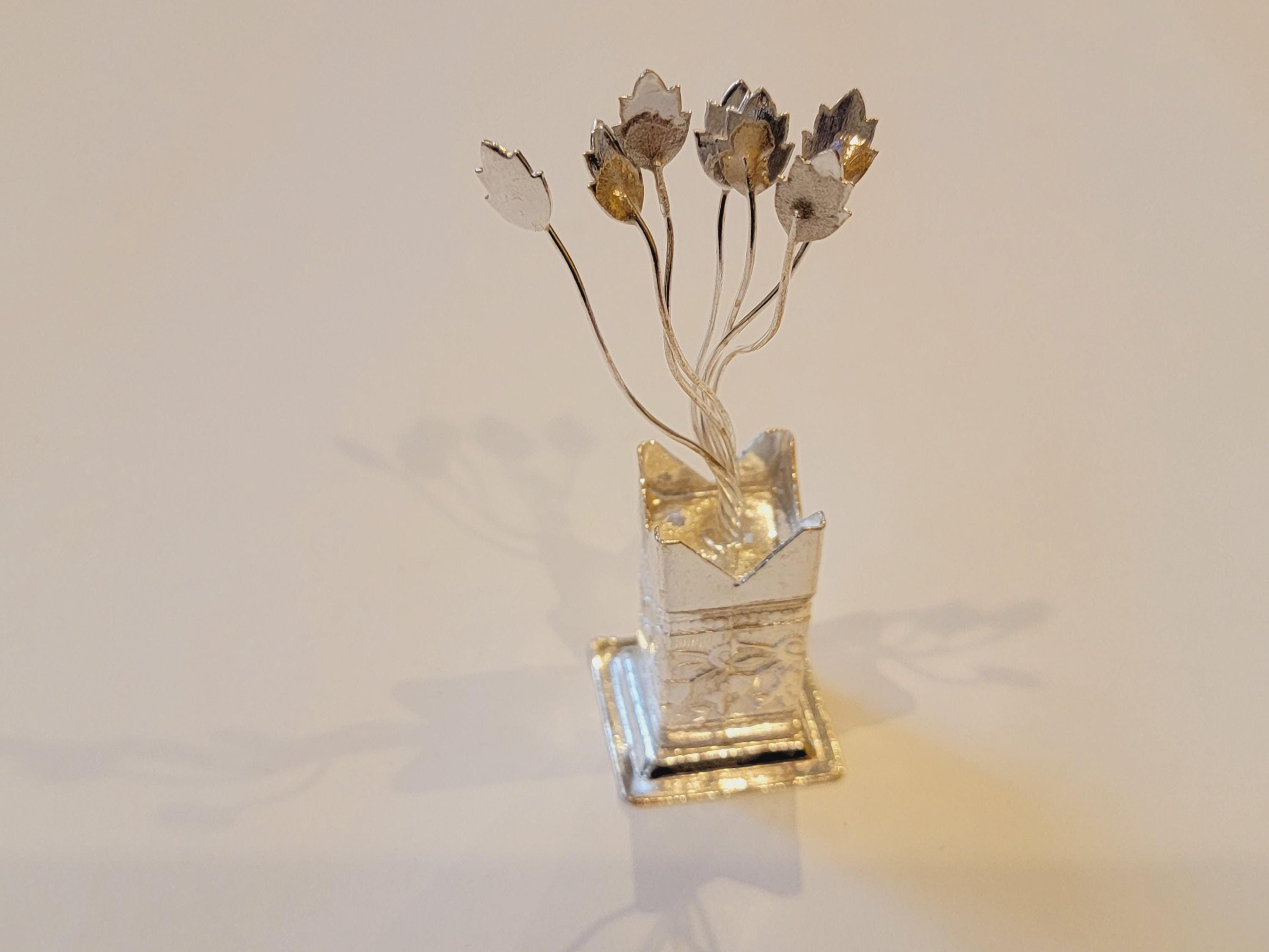 German Silver Tulsi Pot|German Silver Tulsi Plant for pooja gift| Home Decor| Tulsi Pot for Krishna Pooja| Vrindavan Tulsi|