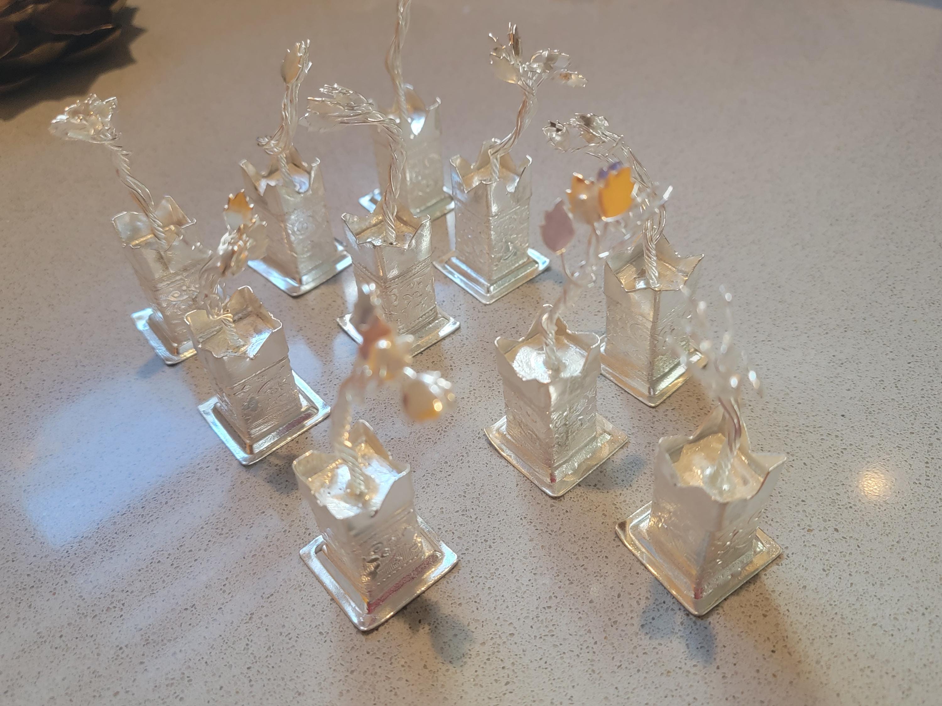 German Silver Tulsi Pot|German Silver Tulsi Plant for pooja gift| Home Decor| Tulsi Pot for Krishna Pooja| Vrindavan Tulsi|