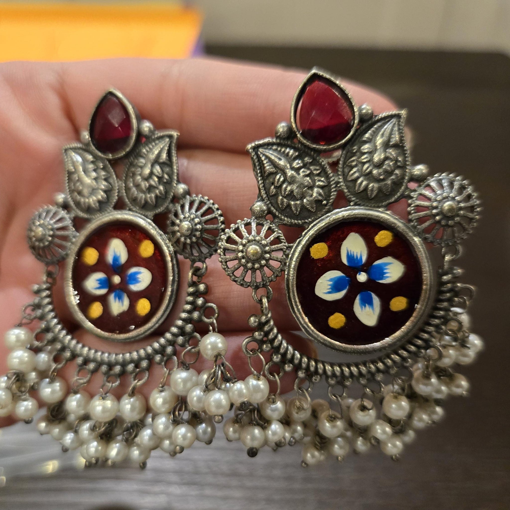 Oxidized Earrings| Ethnic Earrings| Danglers | Jhumka | Traditional Jhumka| Rani Figure Meenakari Earrings