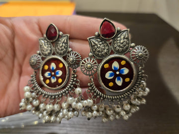 Oxidized Earrings| Ethnic Earrings| Danglers | Jhumka | Traditional Jhumka| Rani Figure Meenakari Earrings