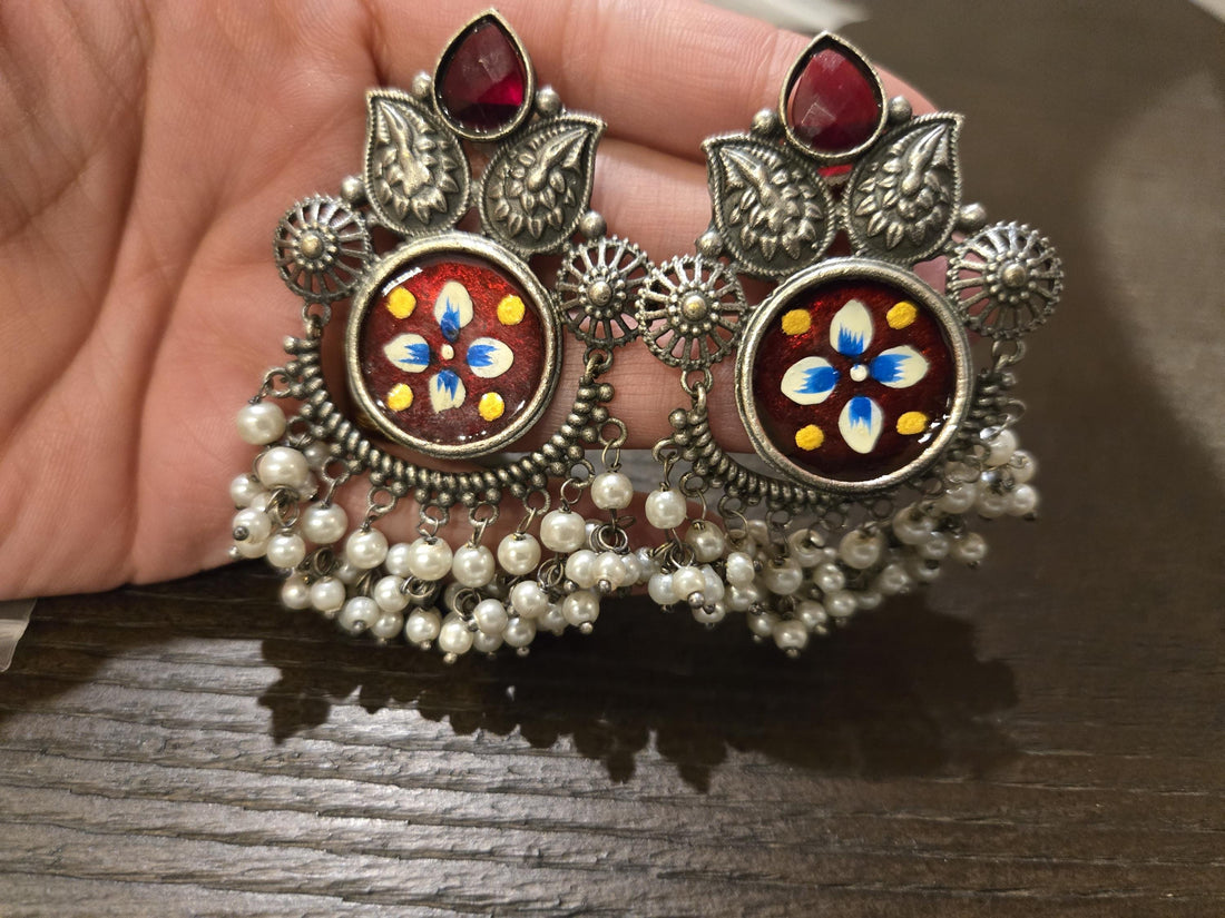 Oxidized Earrings| Ethnic Earrings| Danglers | Jhumka | Traditional Jhumka| Rani Figure Meenakari Earrings