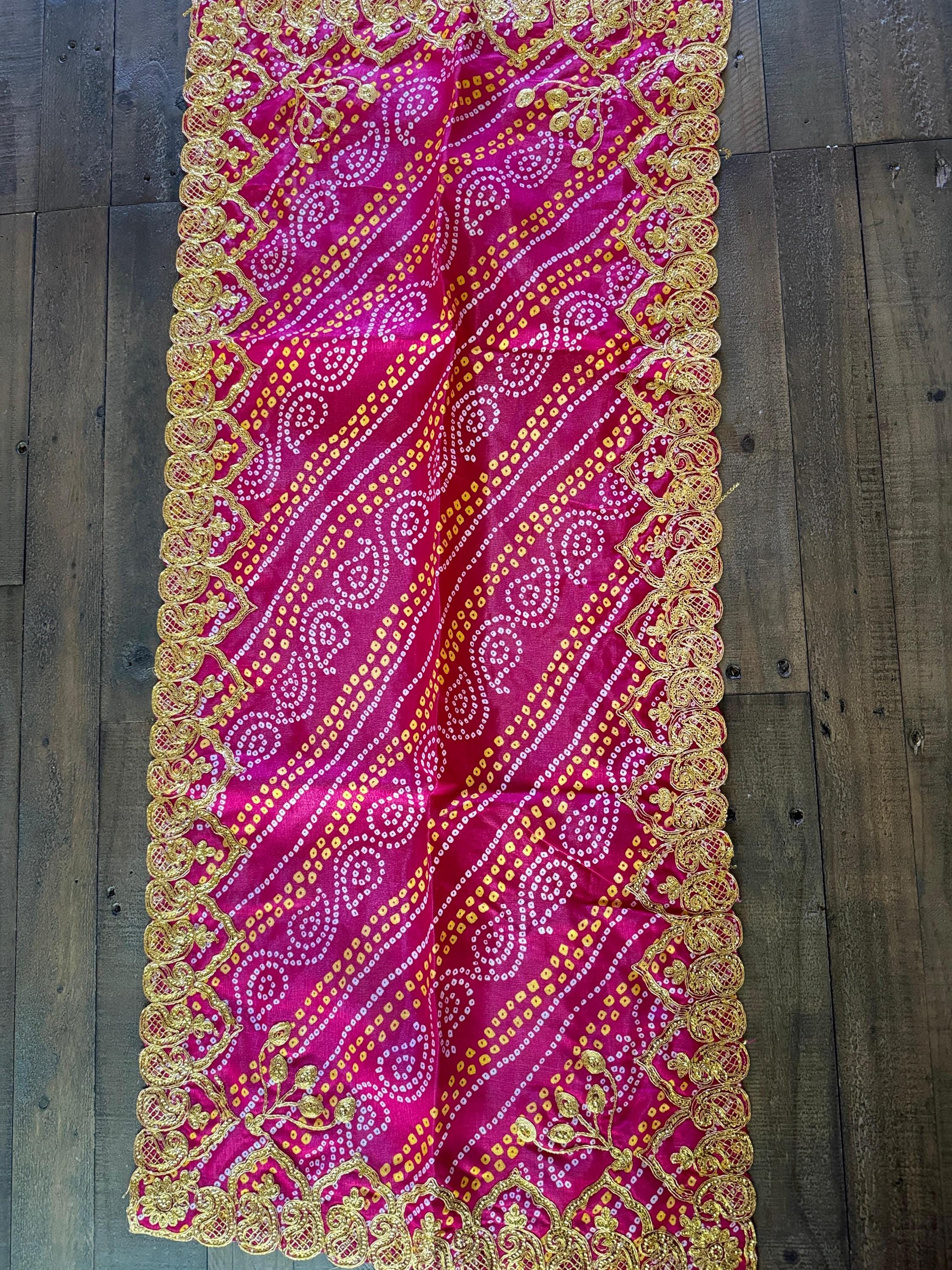 Handmade embroidery pooja cloth| Maa Chunni Puja Chunri Durga mata Chunar| Idol Worhip| Small Chunni| Haldi Thaal Cover| Pink chunar| Temple