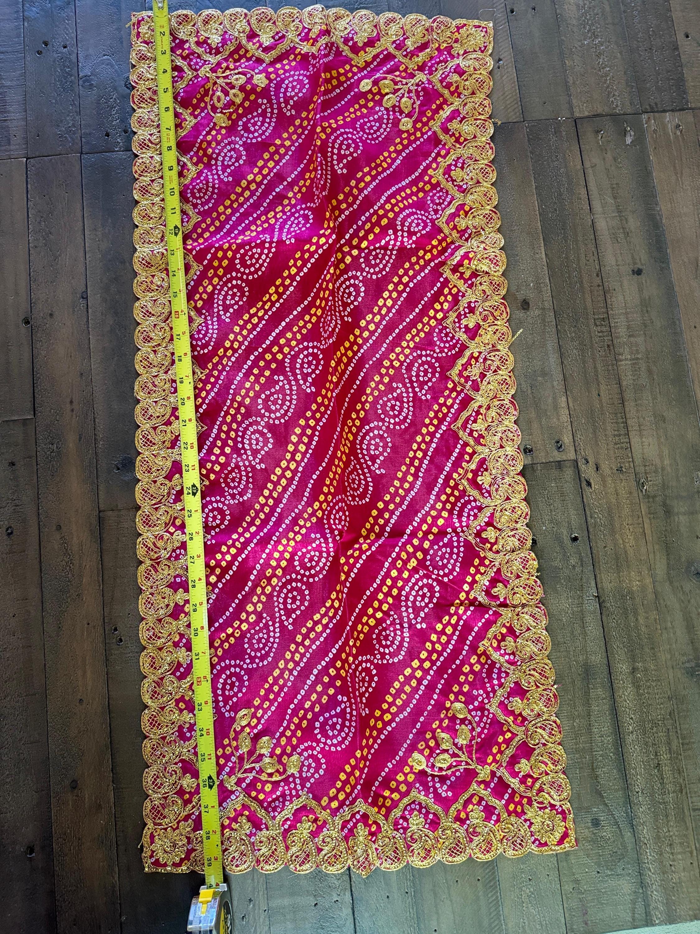 Handmade embroidery pooja cloth| Maa Chunni Puja Chunri Durga mata Chunar| Idol Worhip| Small Chunni| Haldi Thaal Cover| Pink chunar| Temple