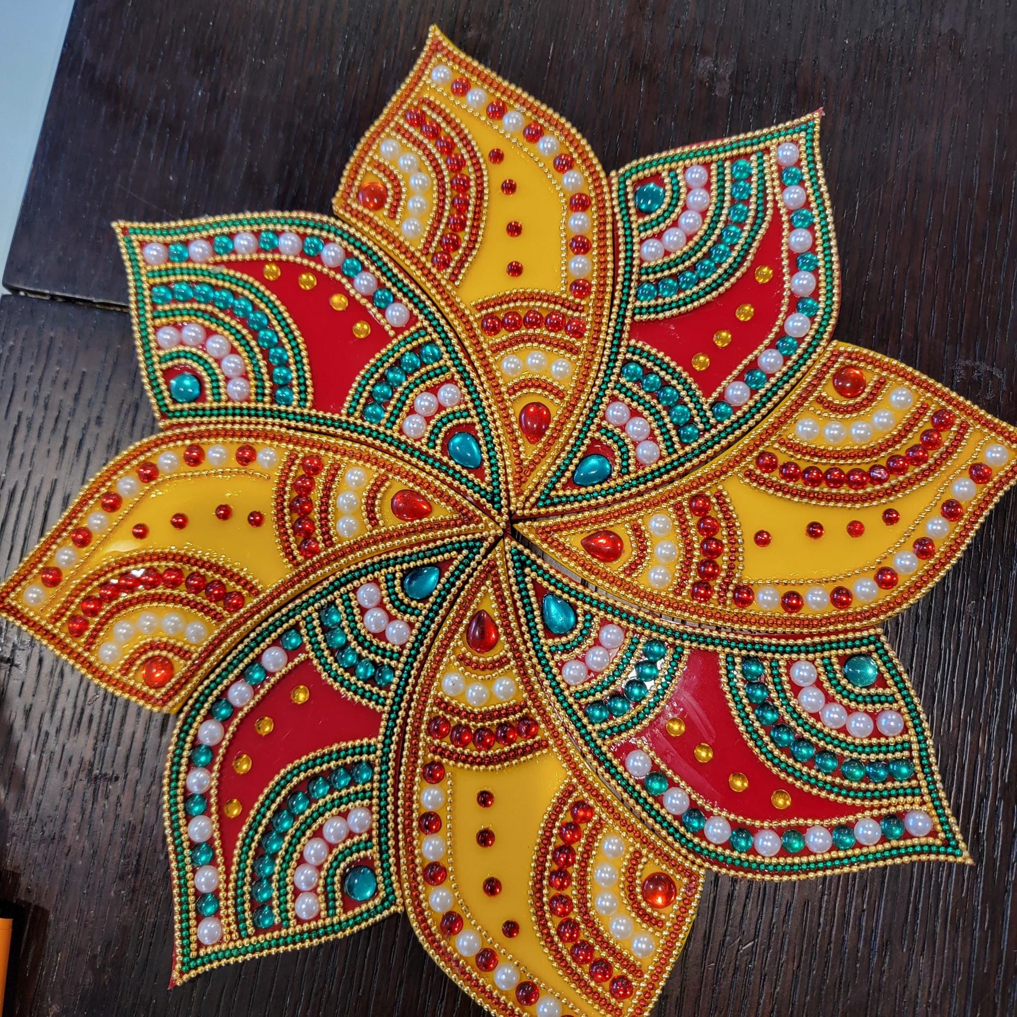 Acrylic Rangoli Pattern| Readymade Rangoli Design| Diwali Decor| Pongal Decoration| Kundan Rangoli |Navratri| Indian Floor Art| Home decor