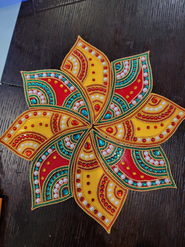 Acrylic Rangoli Pattern| Readymade Rangoli Design| Diwali Decor| Pongal Decoration| Kundan Rangoli |Navratri| Indian Floor Art| Home decor