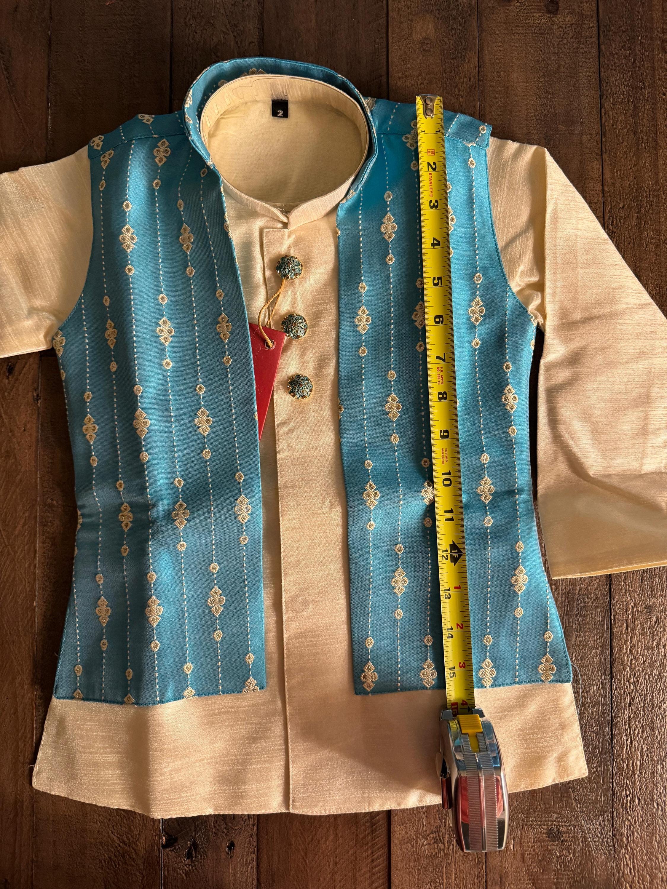Silk Kurta Pyjama for Boys - Diwali and Traditional Wear |Eid Wear|INDIAN WEAR KIDS|3 Piece Chudidaar Pyjama for Festivals |Traditional Wear