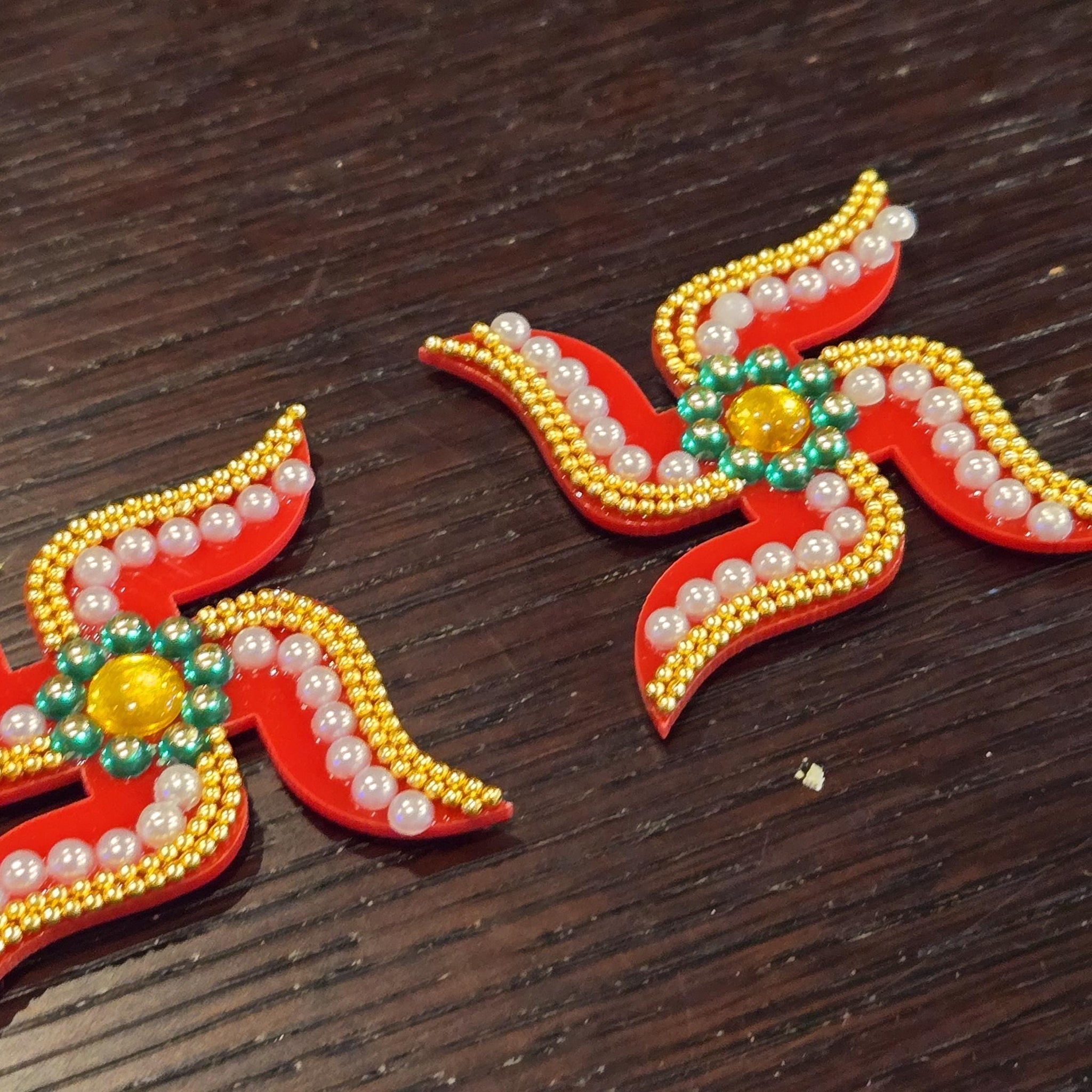 Swastik pair Decorative Auspicious Swastik for Ganesha|Wall Hanging|Door Hanging|Diwali Decoration|Temple Decoration|set of 2 pc